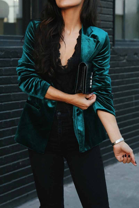 Solid Color Slim Long-Sleeved Suede Blazer Tops ( 3 Colors£©