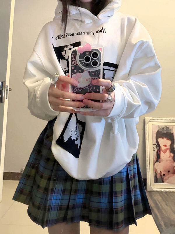 Graphic Print Loose Hoodie