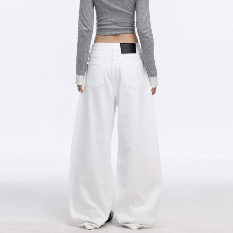 Pocket solid button low rise wide leg | Baggy Low Rise Jeans | Festival Outfits Women