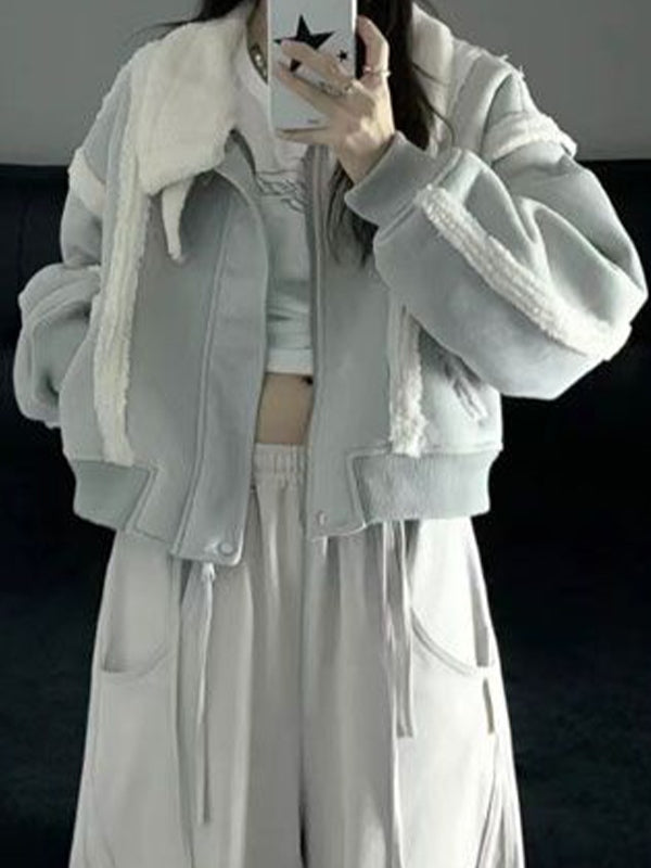 Suede Lambswool Splice Short Jacket