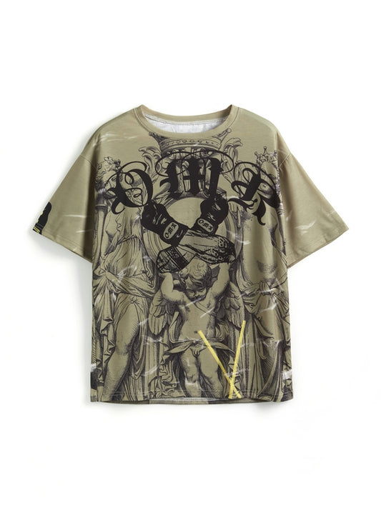 Vintage Statue Print Oversized Short Sleeve Tee