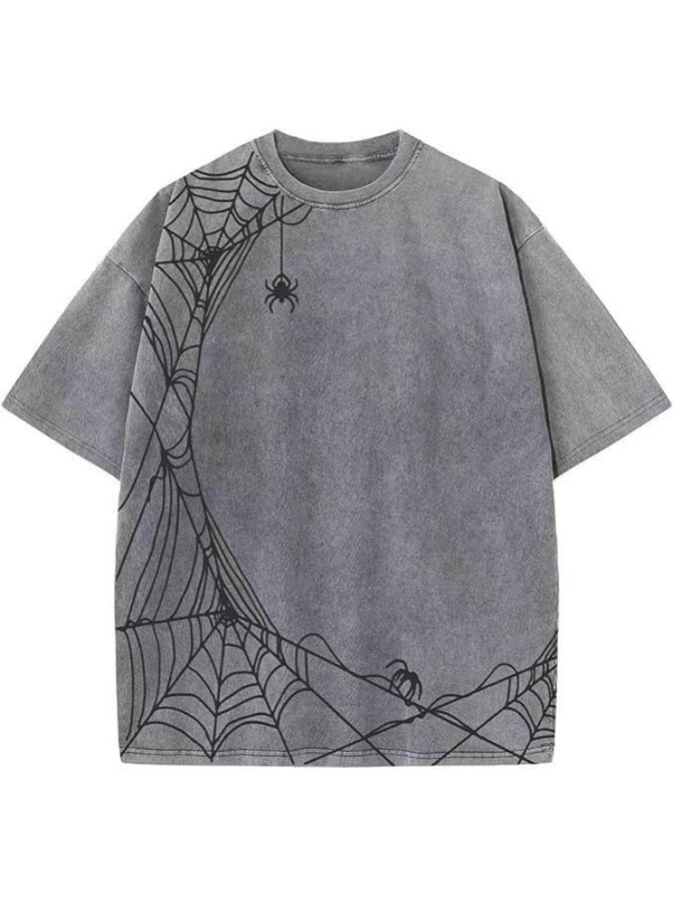 Retro Anime Print Dark Streetwear Cotton T-shirt