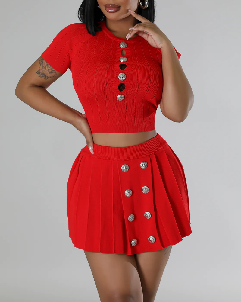 Knitted Stretch Casual Skirt Set