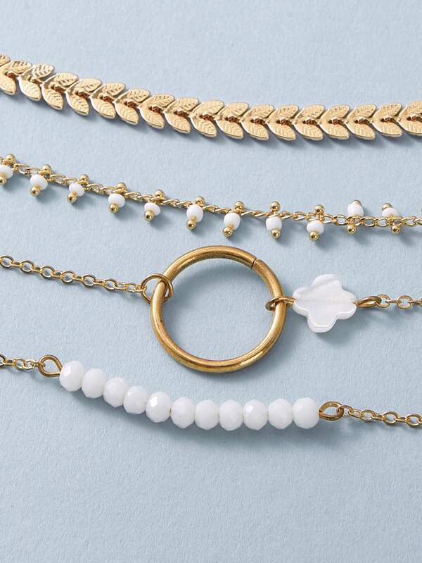 4pcs Leaf Decor Bracelet for Women