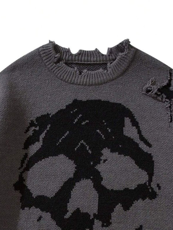 Street Skull Print Oversized Sweaters