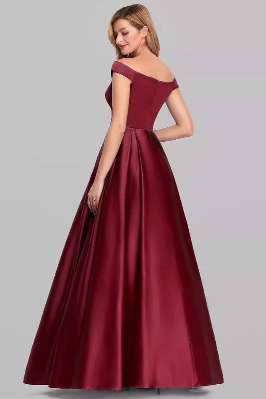 Solid Color Vintage Flare Prom Dress