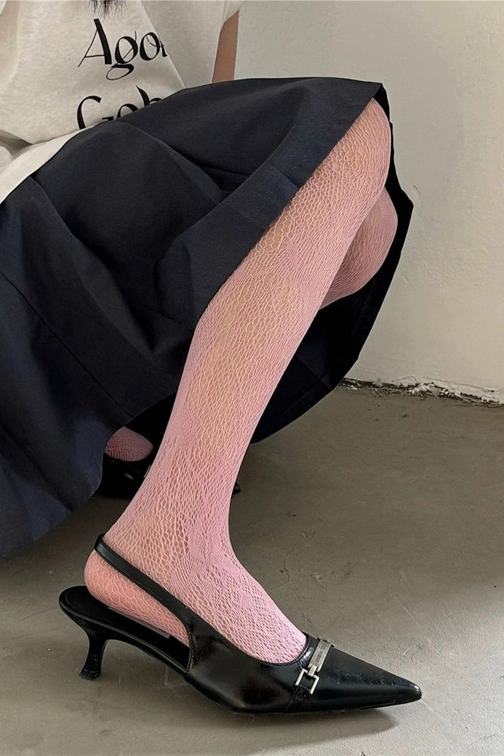 Vintage Butterfly Jacquard Fishnet High Tights
