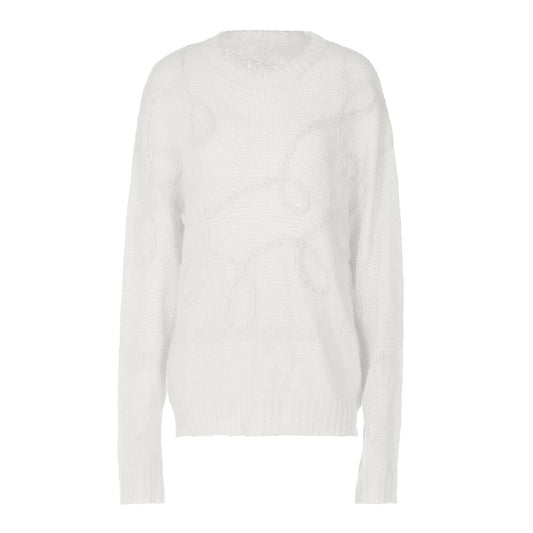 Crewneck long sleeve knitted abstract pattern top | Festival Outfits Women