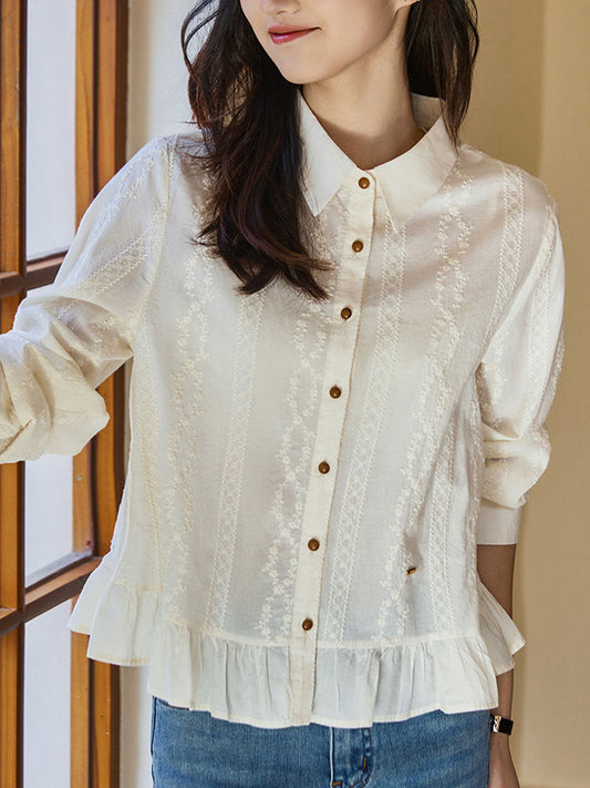 Madeline Elegant Lapel Embroidered Top