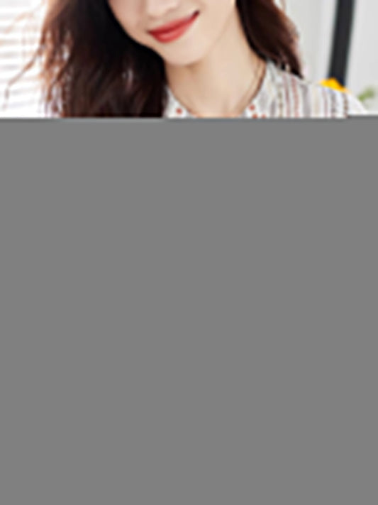 Zoey Retro V-Neck Printed Chiffon Shirt