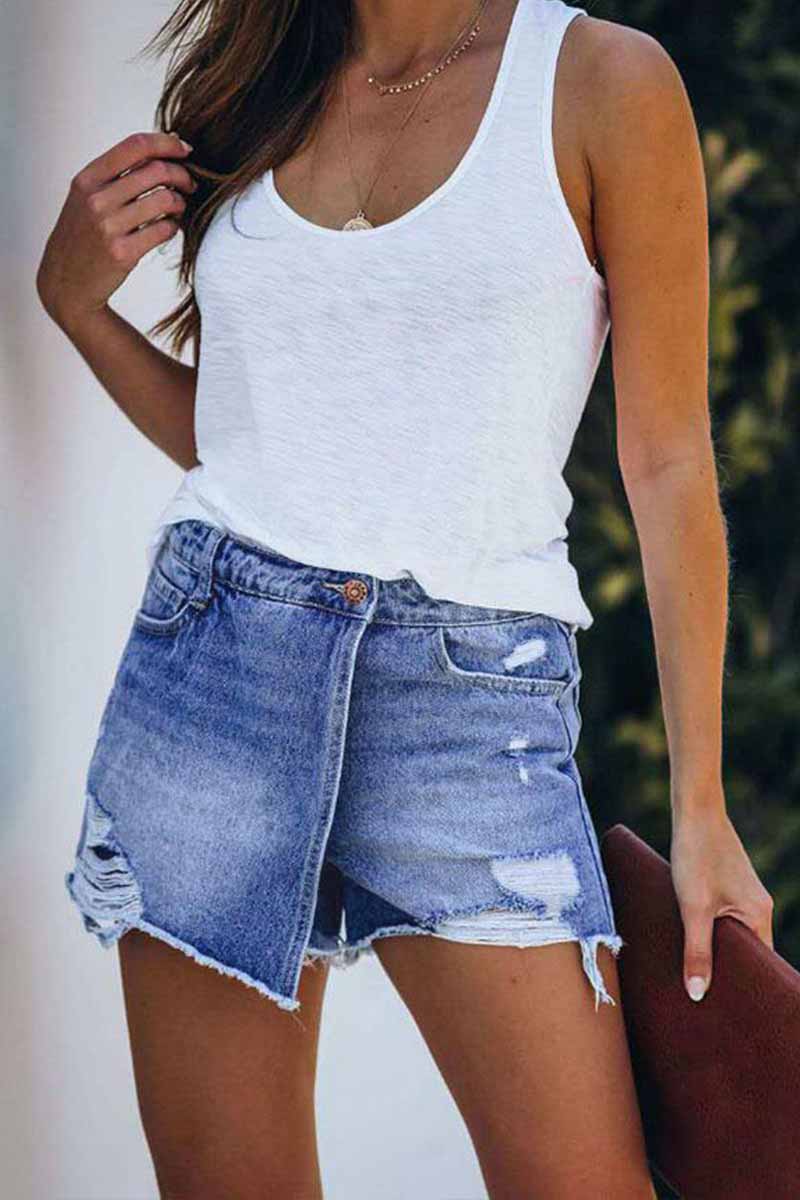 Ripped & Repaired Denim Shorts