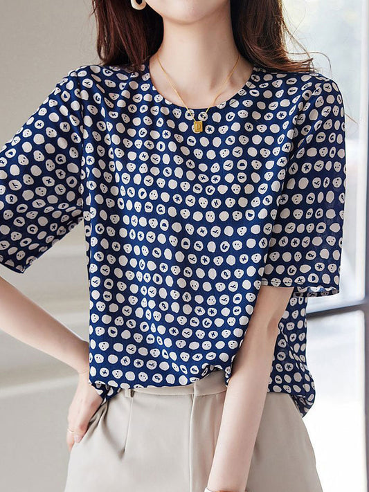 Isabella Classic Chiffon Polka Dot Printed Top
