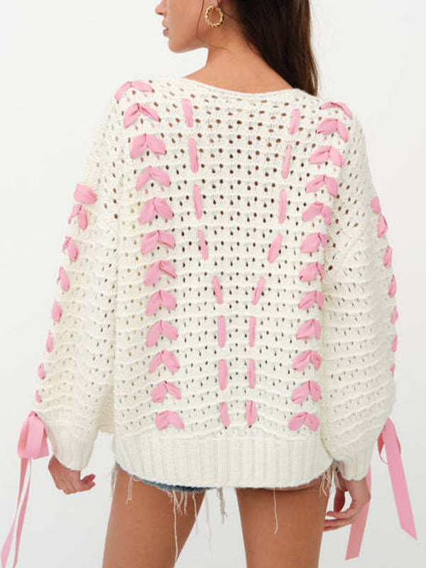 Ribbon Tie Up Bow Sweater