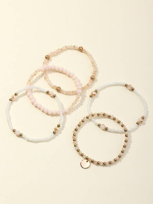 5pcs Disc Charm Beaded Bracelet for Women
