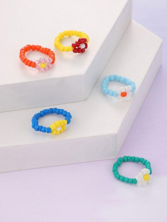 5pcs Simple Beaded Ring for Women