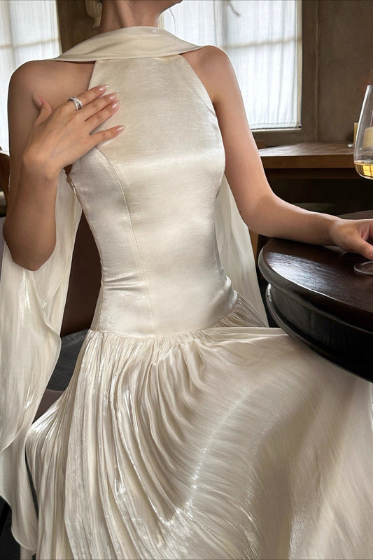 French Waist Tie Maxi Prom Dress