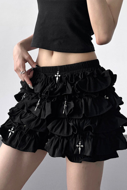 Gothic Dark Cross Ballet Bubble Shorts
