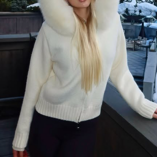 Hoodie long sleeve fluffy zip-up top | Festival Outfits Women