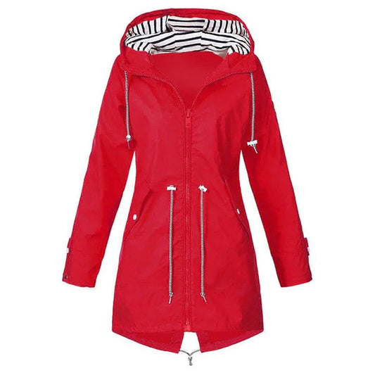 Chaqueta impermeable clásica y elegante con capucha para mujer | Ideal para actividades al aire libre