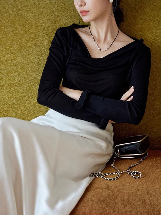 Sydney Slim Swing Collar Off-Shoulder Tie Top