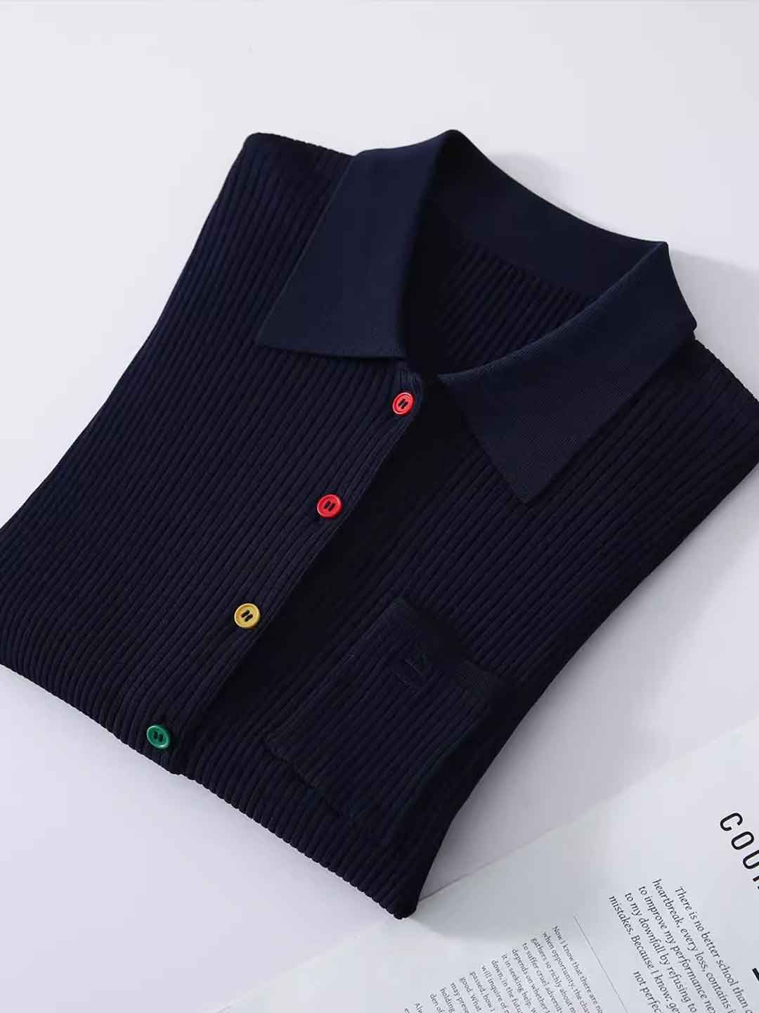 Molly Classic Lapel Multicolor Button Knitted Cardigan