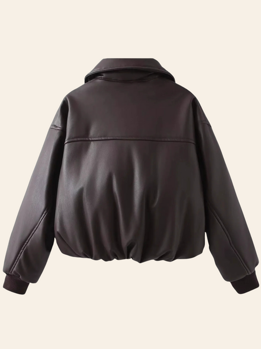 Alizay Faux Leather Puffer Jacket