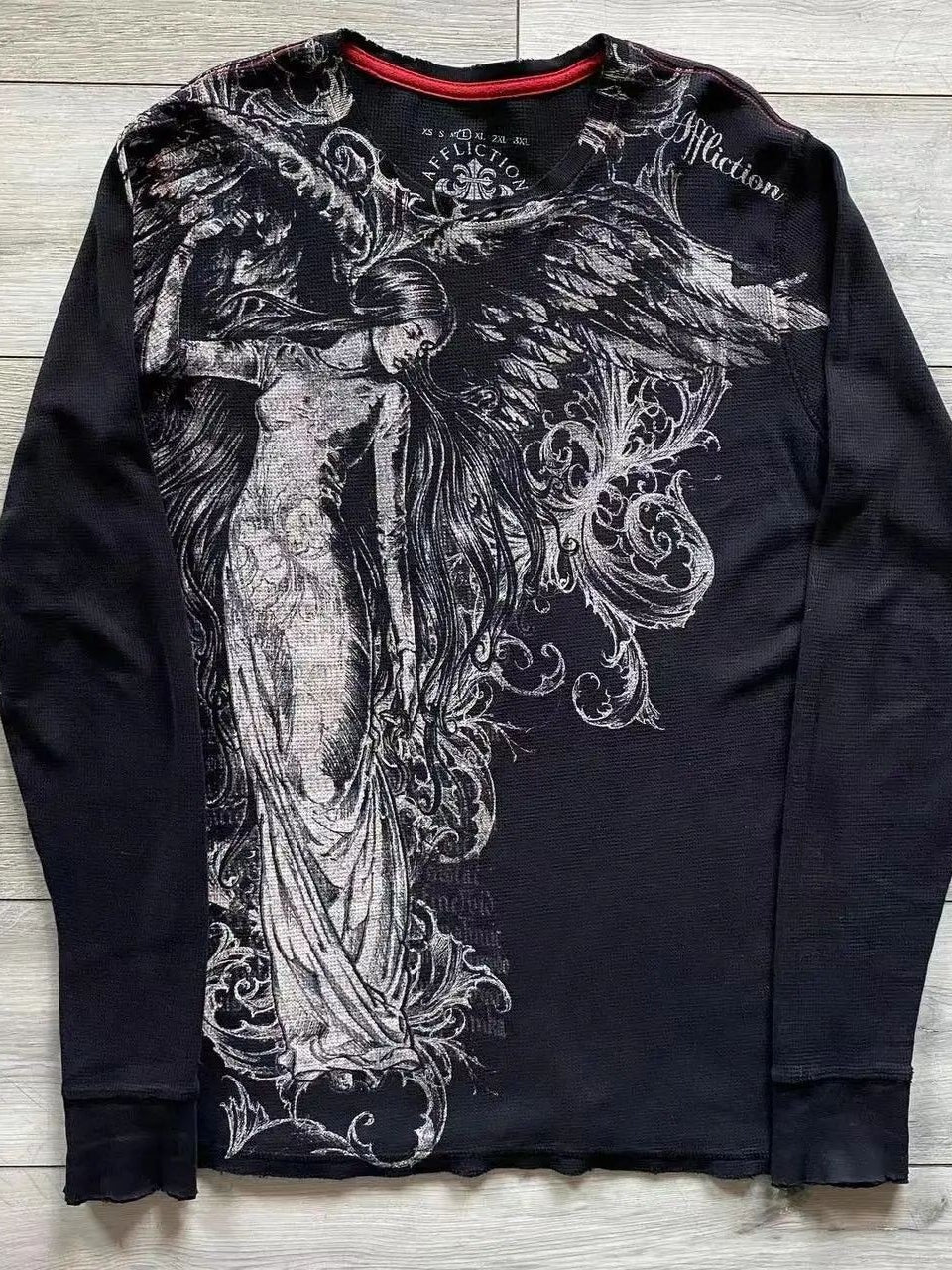 Cotton Vintage Angel Crewneck Long Sleeve Knit Top