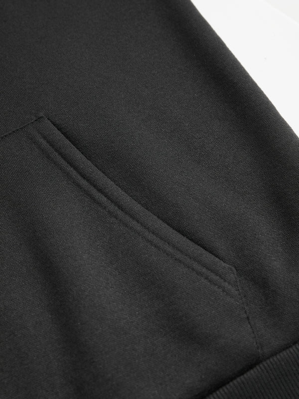 Letter Print Kangaroo Pocket Drawstring Oversized Hoodie