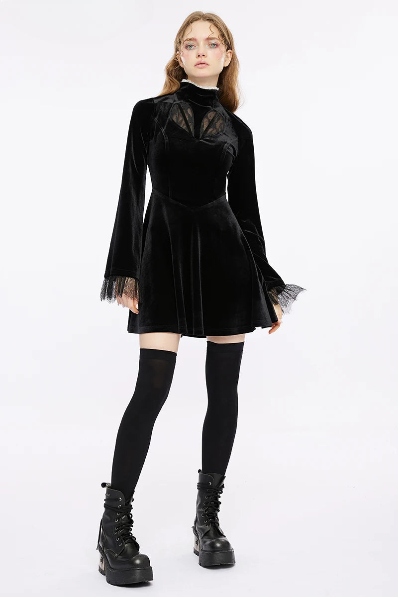 Punk Front Zippered Adjustable Wide Shoulder Straps Dress