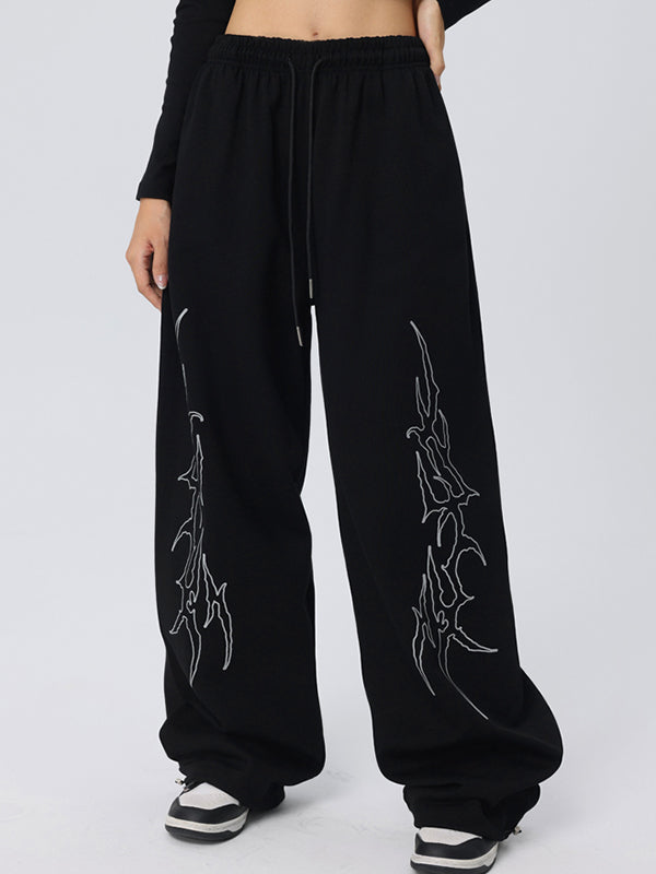 Vintage Print Loose Sweatpants