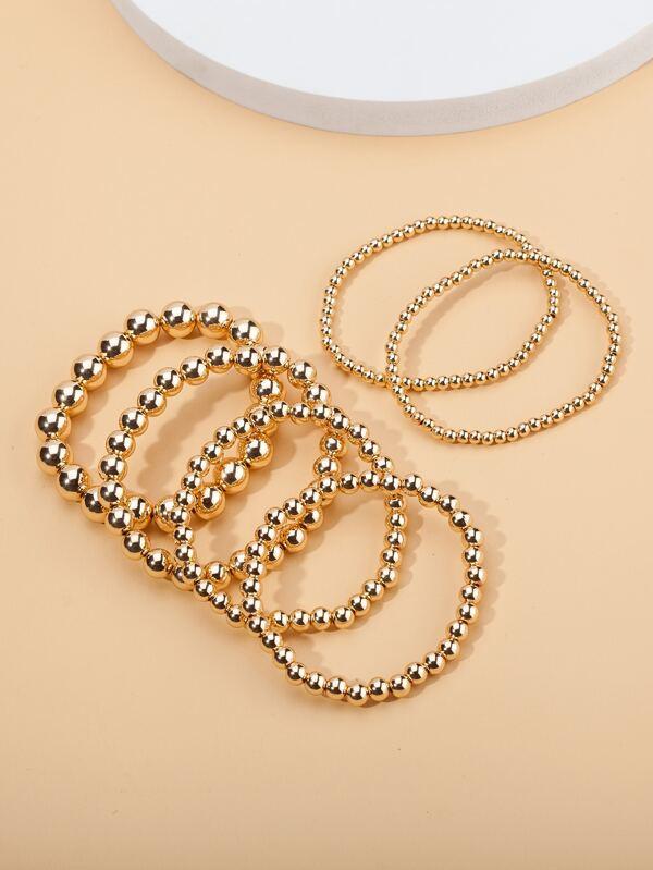 6pcs Round Ball Beaded Bracelet for Women