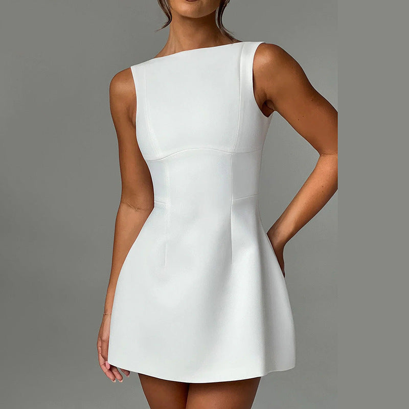 Lila Backless High Neck Mini Dress - Backless High Neck Mini Dress