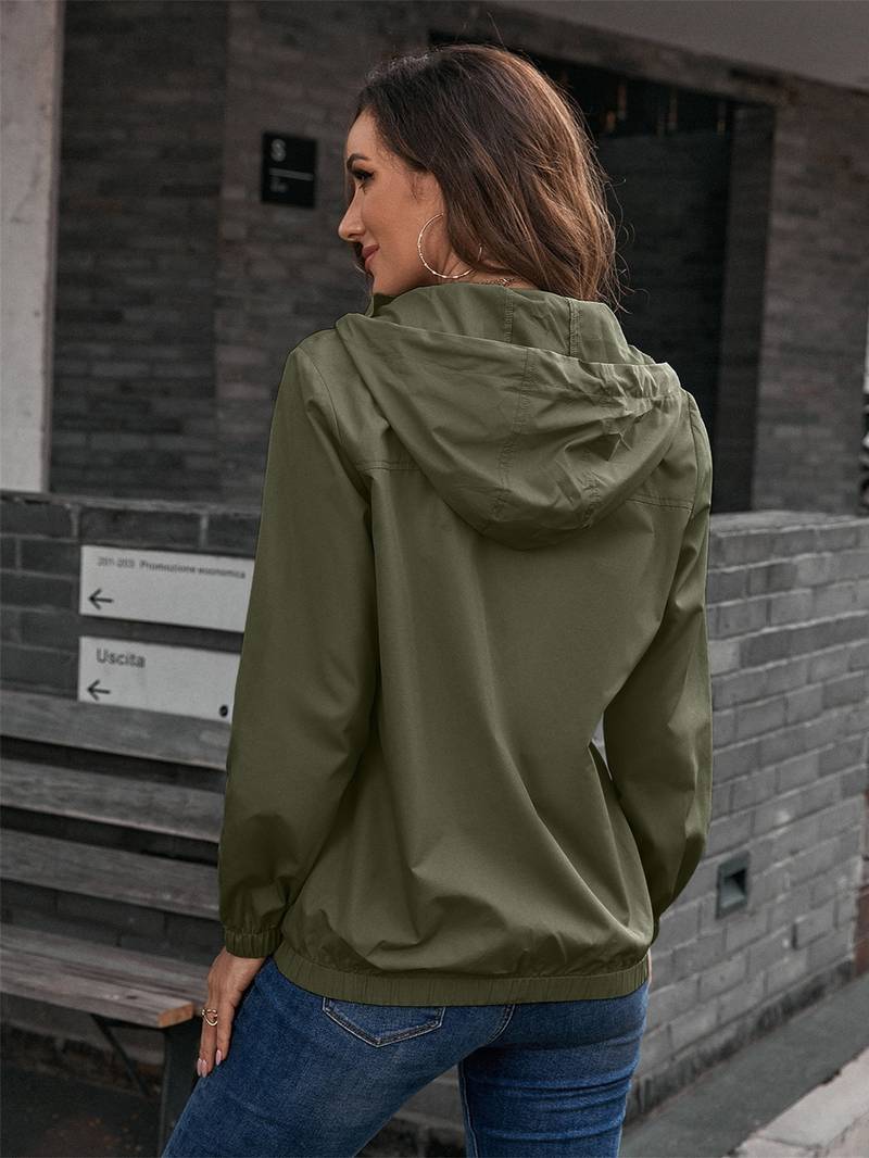 Chaqueta impermeable moderna y elegante con capucha para mujer | Ideal para actividades al aire libre