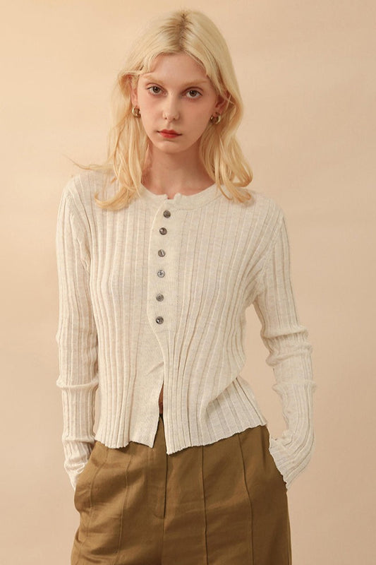 Slim Wool Crop Cardigan
