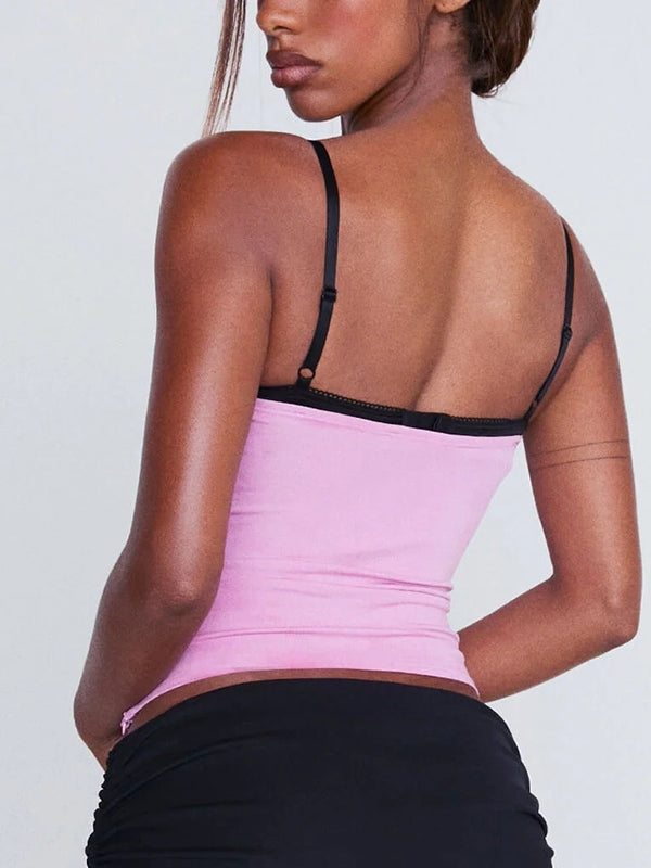 Mesh Print Slim Fit Cami Top