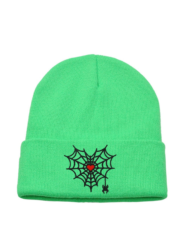 Gothic Spider Web Heart Knit Hat