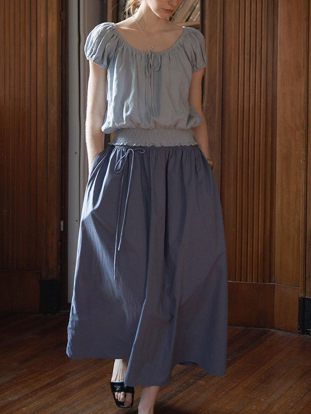 Sophia Loose Crew Neck Solid Color Blouse