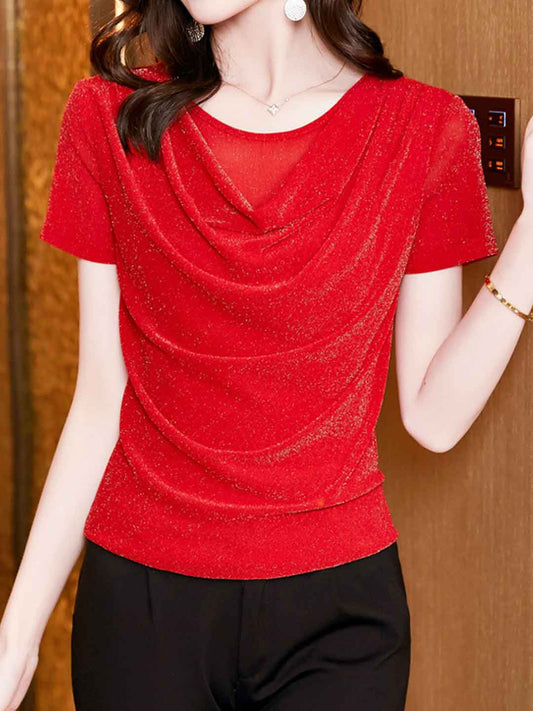 Jocelyn Classic Swing Collar Solid Color Mesh Top