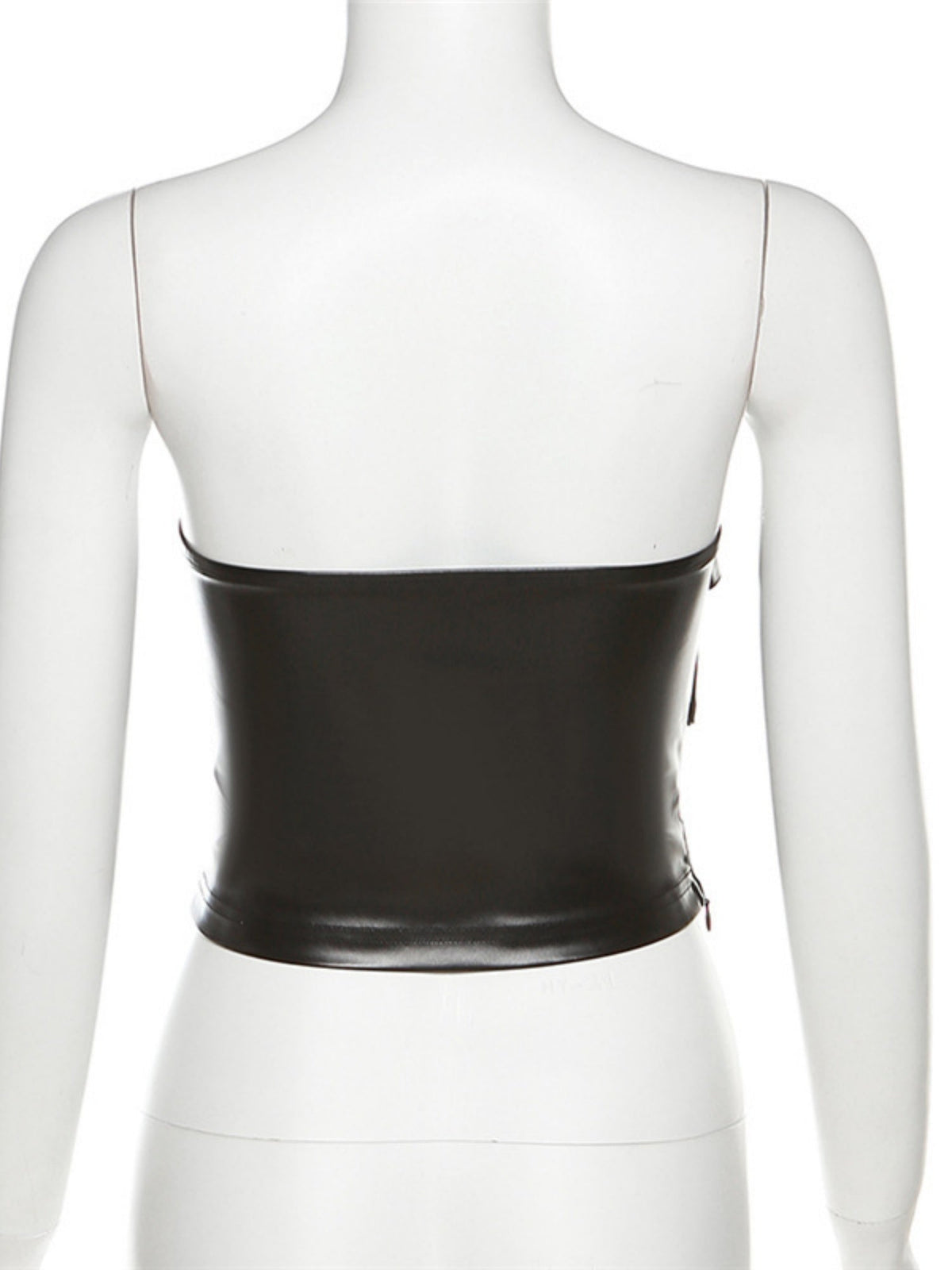 PU Leather Metal Buckle Decoration Strapless Vest