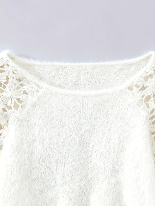 Lace Applique Loose-fit Sweaters