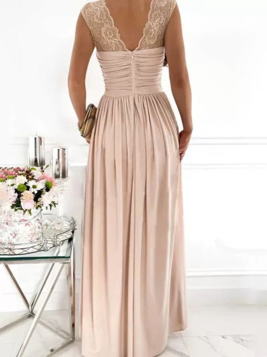Party Dresses Apricot Sweetheart Neck Sleeveless Layered Prom Maxi Dress