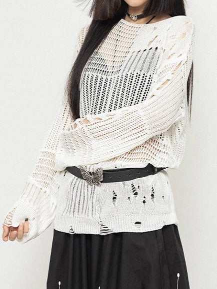 Asymmetric Neckline Mesh Top
