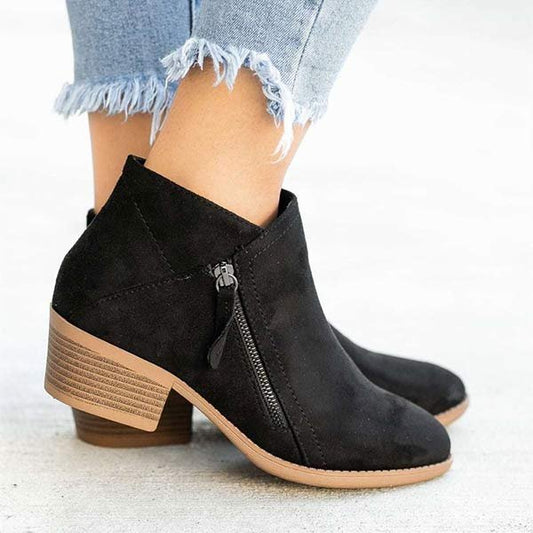 Faux Ankle Boots with Zipper and Heel for Women | Great for Casual Days