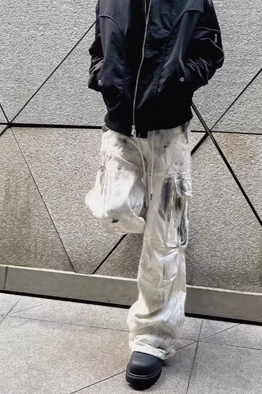 White Tie Dye Floor Length Pants