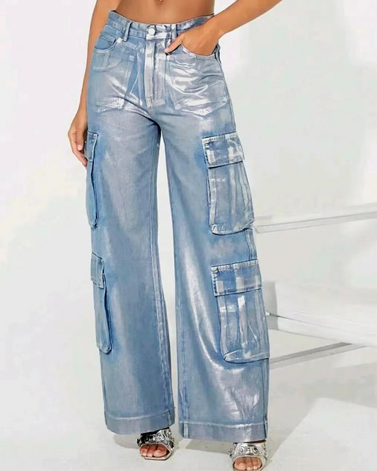 Stretch Denim Multi-Pocket Overalls