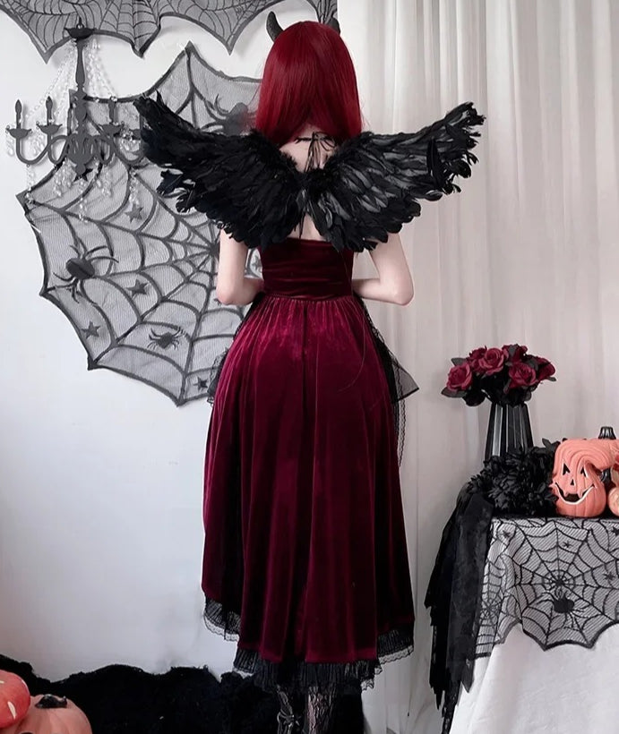 Witch Costume Lace Midi Dress