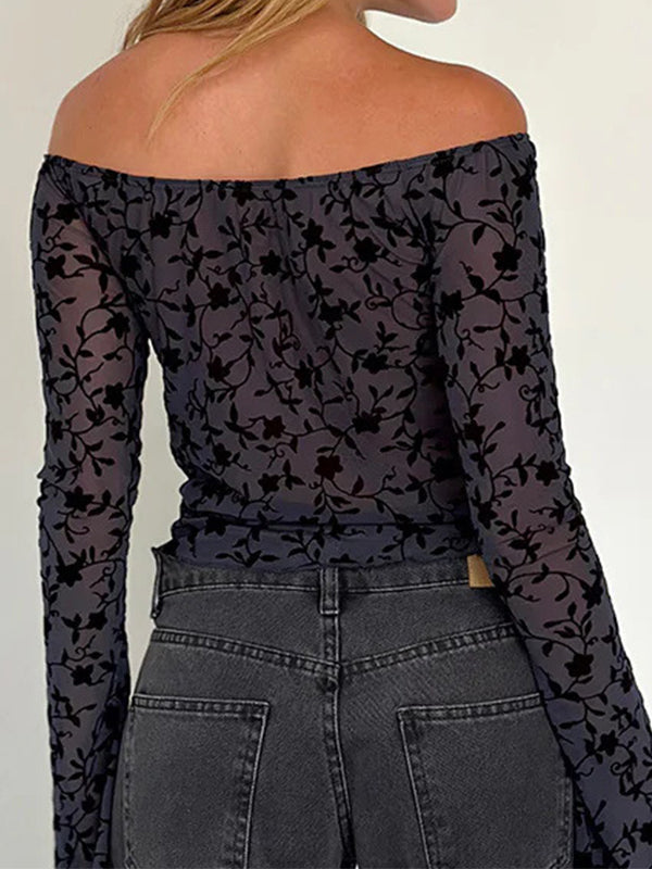 Off Shoulder Long Sleeves Tee