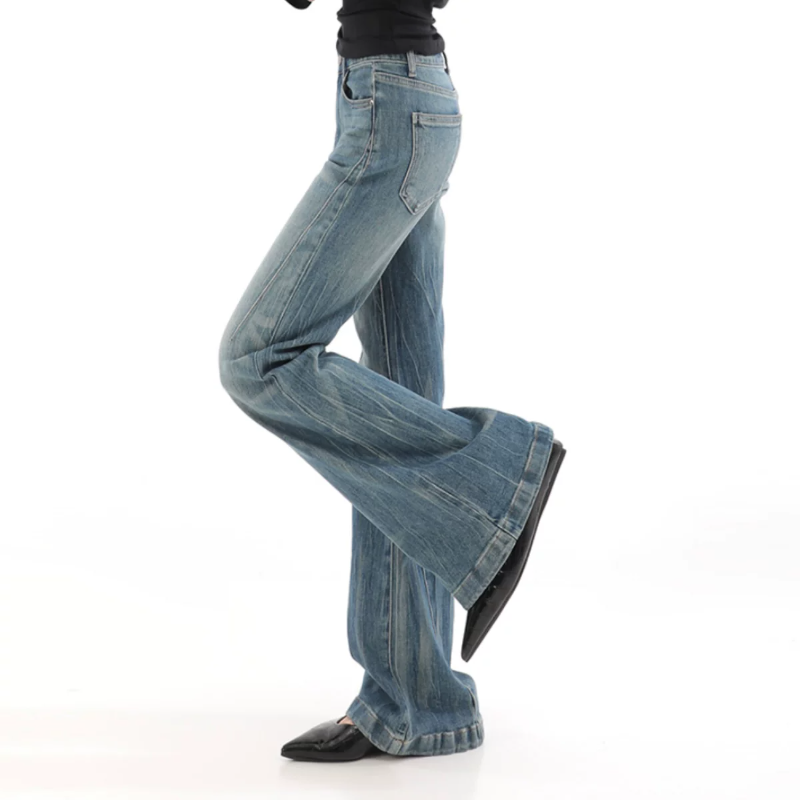 Zip-up button pocket low rise jeans | Baggy Low Rise Jeans | Festival Outfits Women
