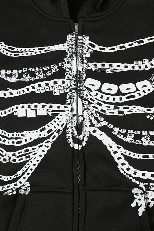 Street Style Chain Skeleton Hoodie