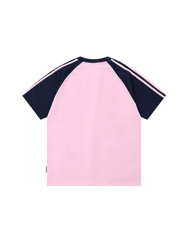 Contrast Stripes Oversized Short Sleeve Tee